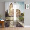 Roman Architecture Chiffon Sheer Curtains for Living Room Bedroom Home Decoration Window Voile Tulle Curtain Drapes