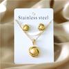 Steel Ball Pendant Necklace And Stud Earrings Set For Women Stainless Steel Zircon Set 2 Pieces Wedding Party Gifts Zircon