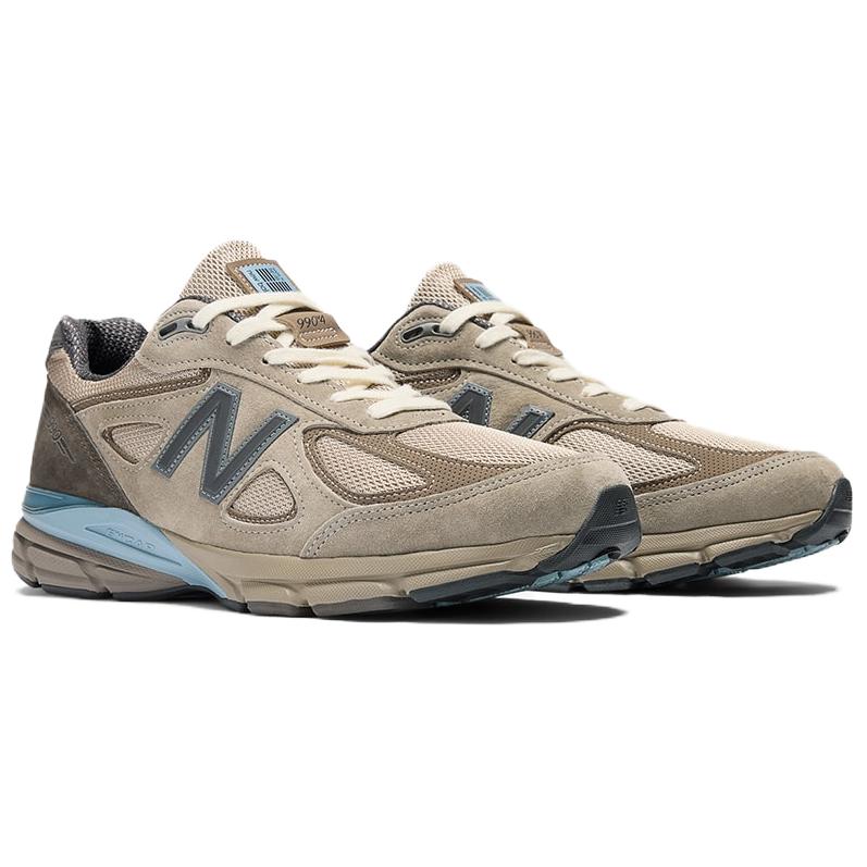 AURALEE x New Balance 990v4 Сделано в США Лондонский туман Унисекс Кроссовки Коричневый Турецкий кофе Синяя тень U990AR4