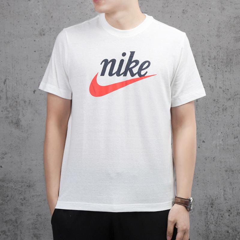 Nike Футболки мужские Белые С круглым вырезом Умеренный прямой крой CK2382-133