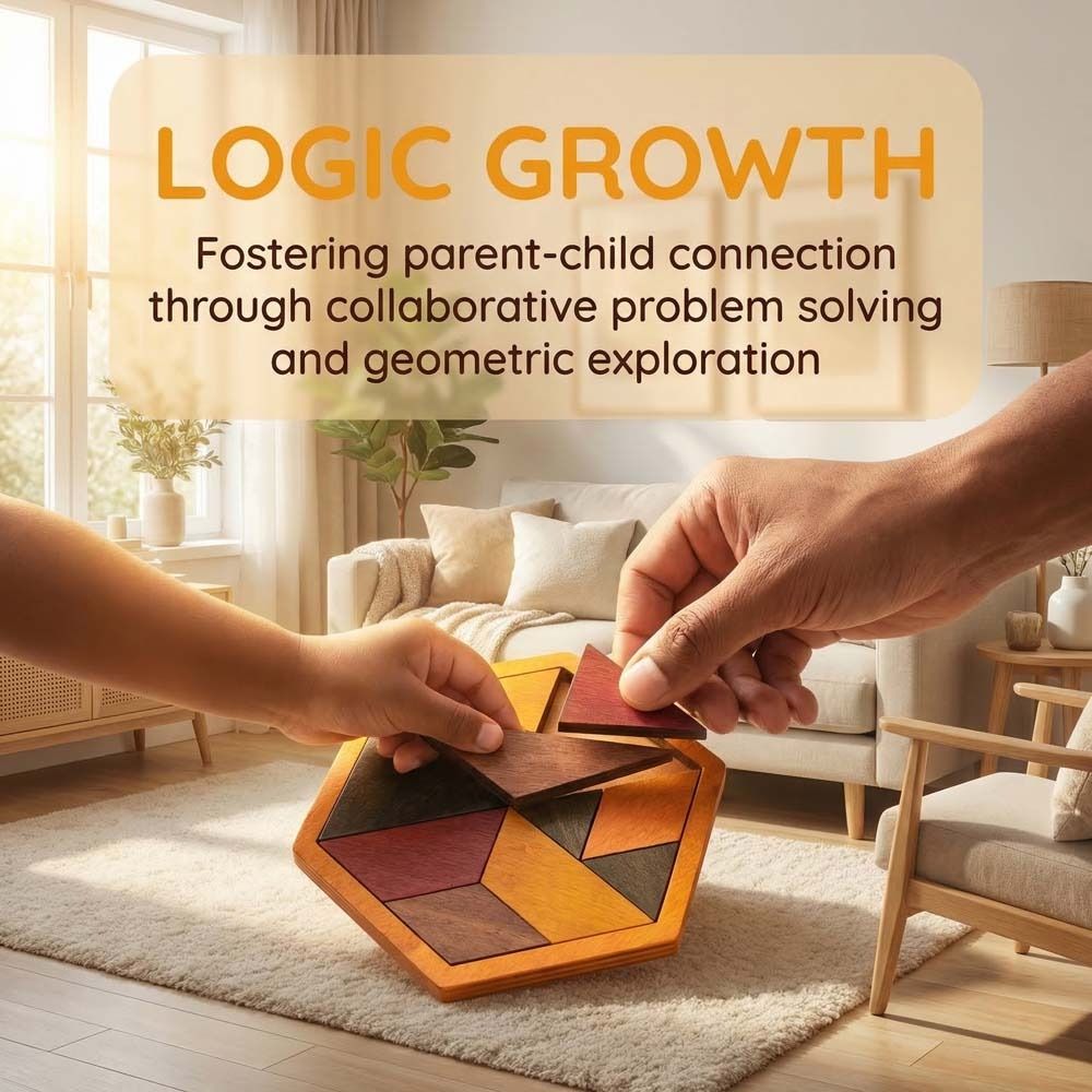 Challenges Wooden Tangram Puzzle Interactive Jigsaw Puzzle Board Boys Girls