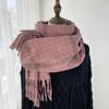 Scarf Women's Autumn and Winter New Thickened Imitation Cashmere Fringed Shawl Student  Warm Shawl