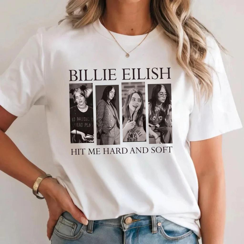 Футболка Billie Eilish Hit Me Hard And Soft TT-Shirt, подарок для фанатов, для любителей музыки и концертов, унисекс.