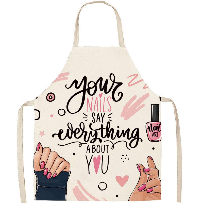 Minimalist Linen Apron For Women With Lipstick Design And Waterresistant Material For Nail Salons