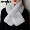 Women Fashion Winter Faux Fur Scarf Pure Color Outerwear Scarf Warm