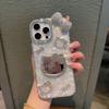 Зеркальный чехол KT Cat для Apple 16/17 Pro Max с мигающим бриллиантовым бантом и текстурированным дизайном 14/15.