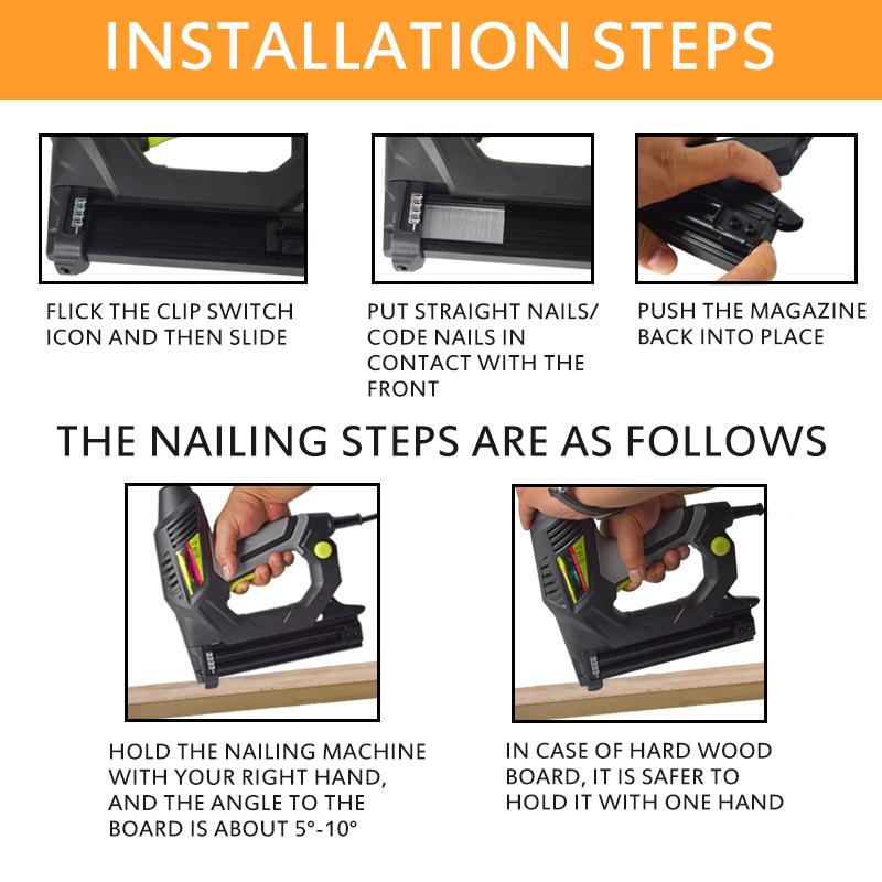 2 IN 1 Heavy Duty Electric Tacker Stapler Power Tool Furniture Staple Gun Nail Gun for Frame with 400 Staples Nail Woodworking