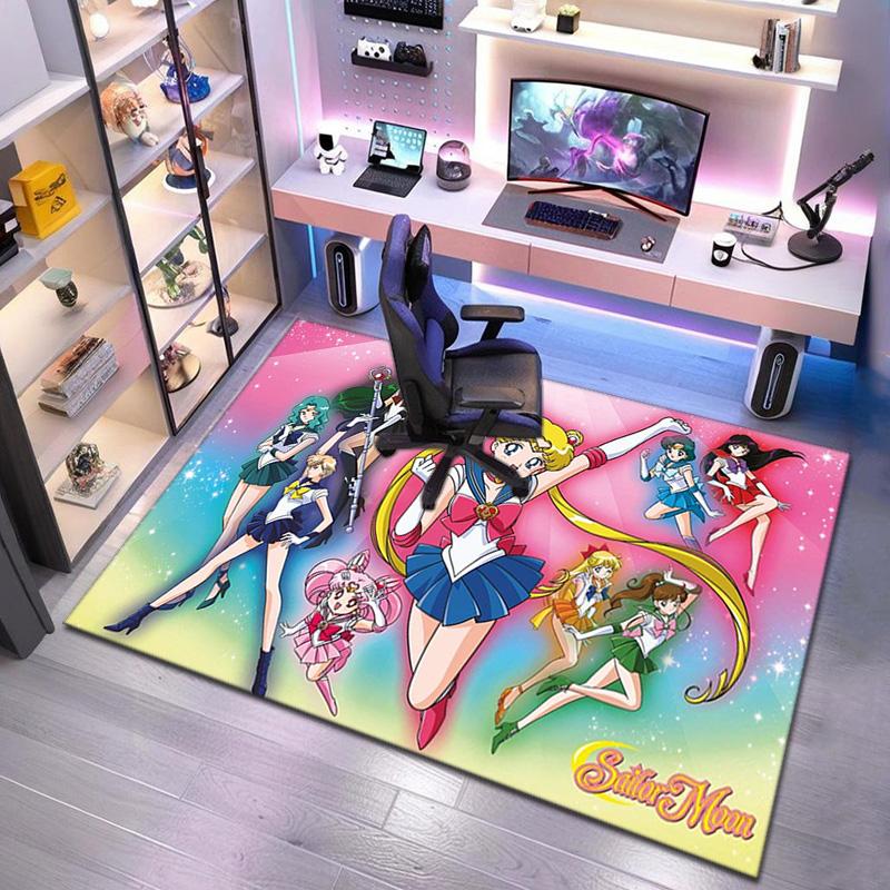 Cute cartoon theme Sailor Moon Tsukino Usagi cartoon rug Multifunctional household anti-slip decorative door mat, outdoor floor mat, and carpet Y5