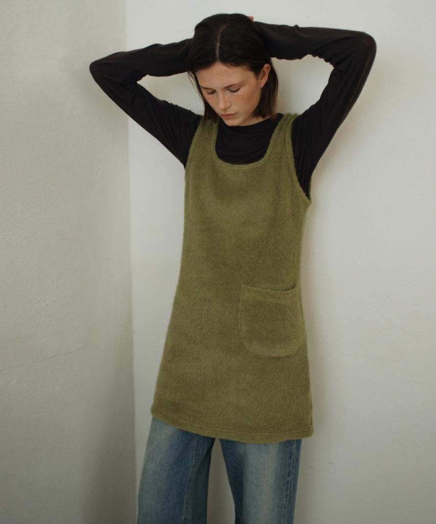 Anout Fur Vintage Dress Olive