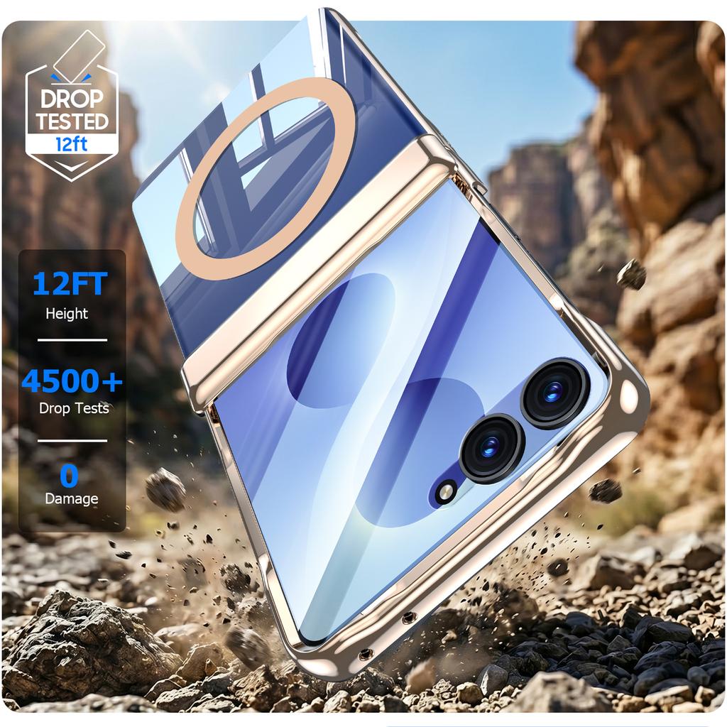 Чехол для складного телефона Galaxy Z Flip 8 с защитой шарнира, встроенной защитой экрана и защитой камеры - Золотой