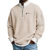 Unisex Stand Collar Colorblock Zip-Up Waffle Knit Sweatshirt Fall Casual Wear