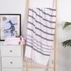 Turkish Cotton Striped Beach Towel with Tassels – Absorbent, Ideal for Bathing, Swimming, and Sun Protection