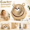 Cute Bear Shaped Desktop Fan USB Rechargeable Portable Small Fan for Office Home Travel Personal Cooling with Adjustable Angle and Quiet Operation
