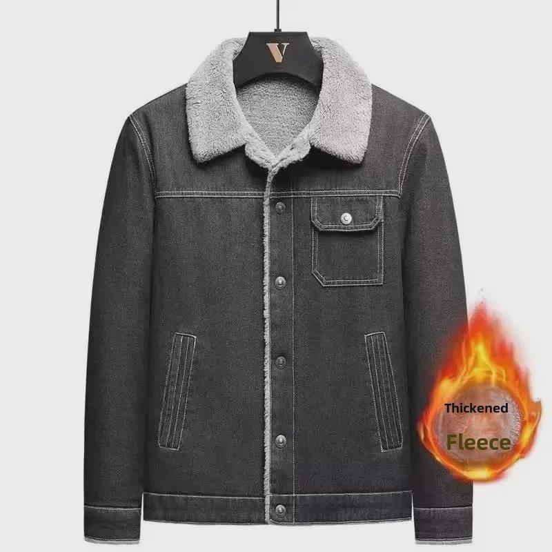 Мужская зимняя куртка пилота с бархатной подкладкой - толстое рабочее пальто из овчины, большой размер