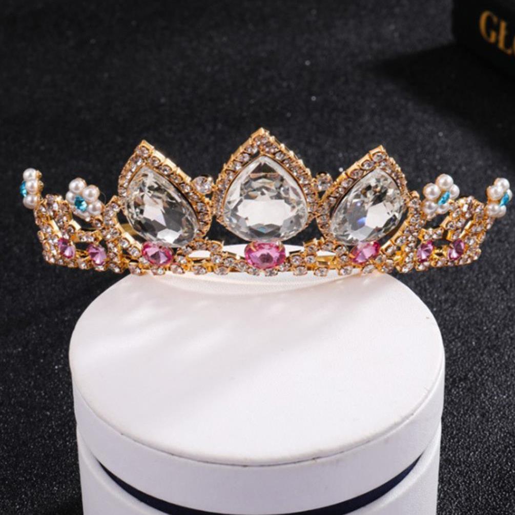 Стразы Тиара Свадебная Ручная Работа Блеск Блеск Жемчужная Повязка на Голову Тиары для Девочек Принцесса Корона