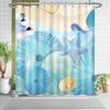 Пляжная шторка для душа для детей, Синяя шторка для душа с морской звездой и ракушкой, с крючками, Морской прибрежный декор для ванной комнаты для мальчиков и девочек, 72x72 дюйма