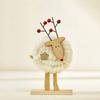 Christmas Tabletop Decoration Plush Wool Felt Reindeer Santa Tree Figurine with Wooden Base for Winter Tiered Tray Mantel Decor