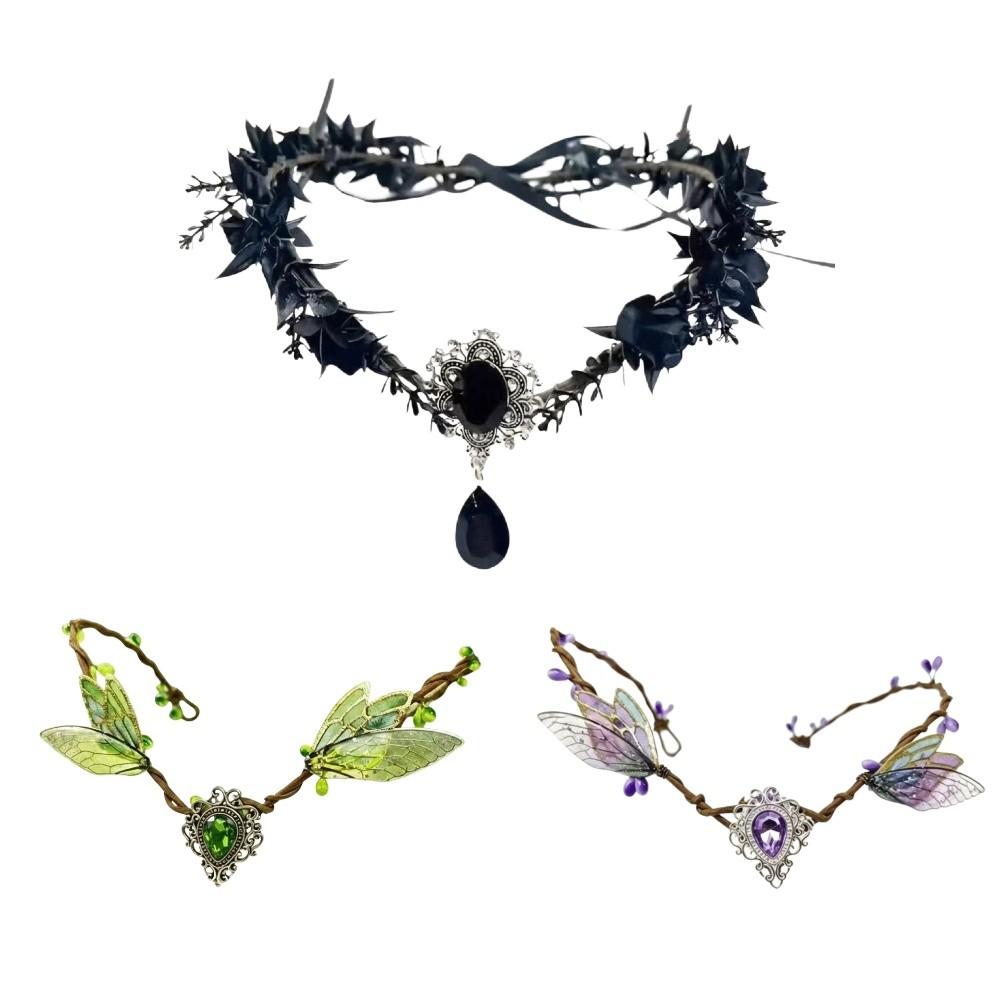 Simulate Tree Leaves Fairy Flower Leaf Headbands Gothic Style Elf Headpiece For Women Girls