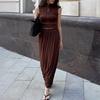 Ретро-стиль узкий крой и тонкий воротник-стойка без рукавов модная драпировка высокая талия длинная юбка топ юбка комплект из двух предметов