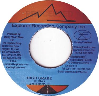 7-дюймовая пластинка ANTHONY B - High Grade NONE Explorer Record 2003 Ямайка Регги, Ска и Даб Б/у