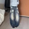 Женские мешковатые винтажные стираные джинсы с широкими штанинами, высокая талия, свободный крой, повседневные брюки