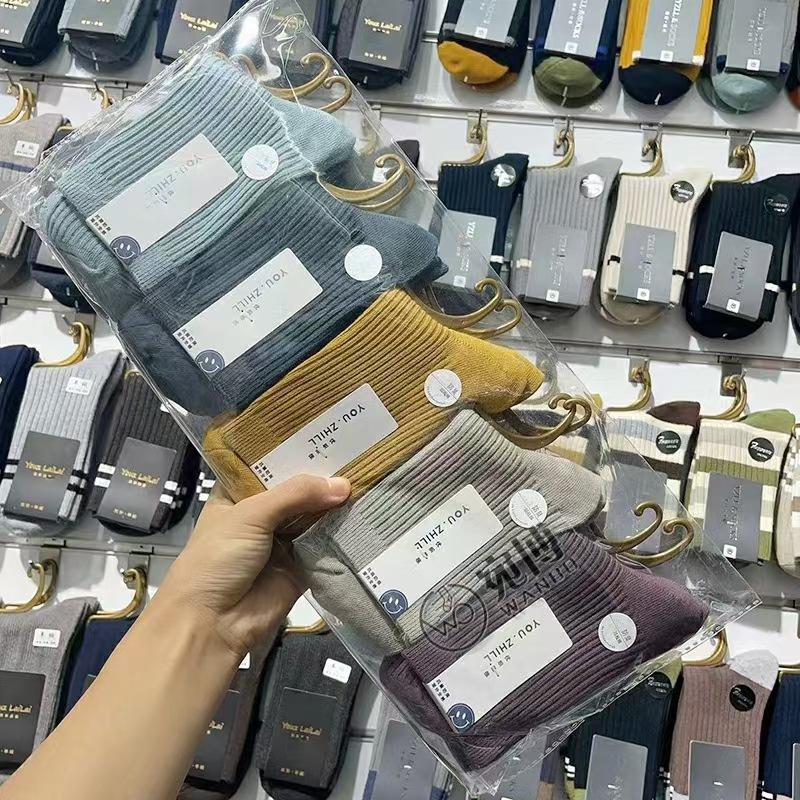 Двойные игольные мужские средние носки-трубы однотонные хлопковые носки мужские хлопковые однотонные цветные гребенные хлопковые высокие мужские носки-трубы рынок