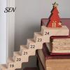 Многоразовый деревянный календарь, рождественский календарь-лестница с обратным отсчетом, украшение с Санта-Клаусом, кукла Адвента, 24 дня для праздничного декора книжной полки