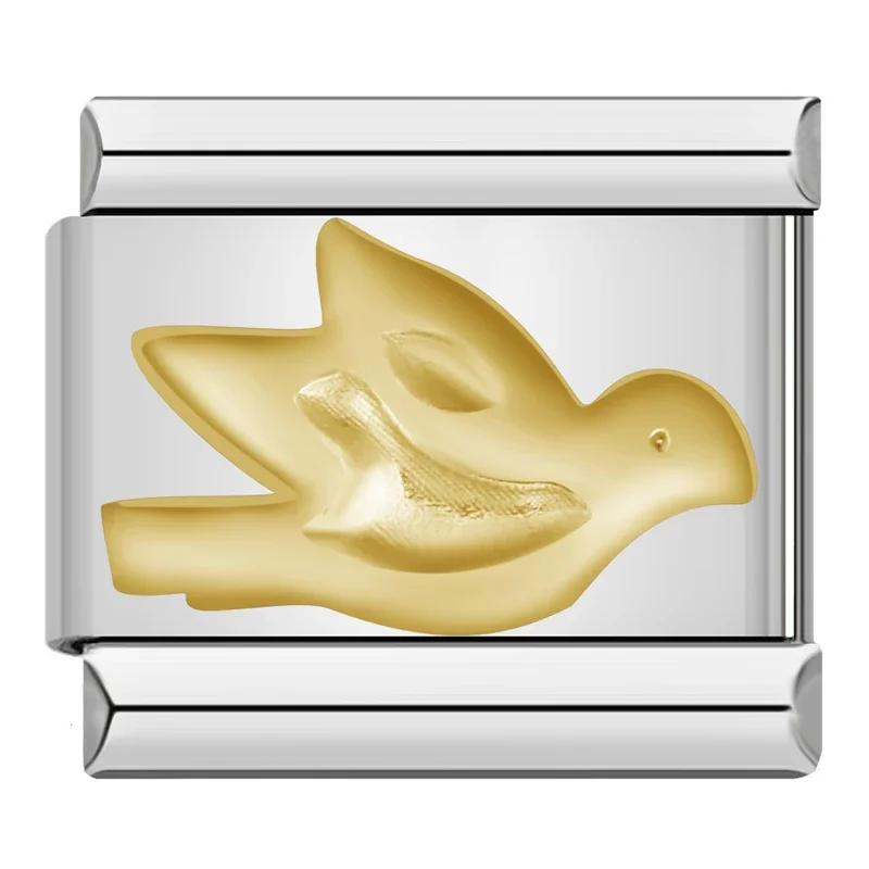 9mm Width Original Daisy Heart Flower Butterfly Cross Green Italian Charm Bracelet Stainless Steel Jewelry Making DJ001