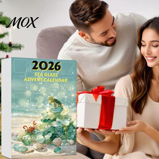 Ручная работа Акриловый брелок Морское стекло Рождественский Адвент-календарь, Коробка с обратным отсчетом 24 дня с подвеской 'Дышащий свет', Елочные украшения, Праздничные подвески