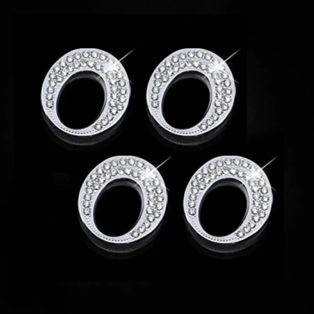 4Pcs Silver Crystal Stickers Car Door Lock Pin Ring Lift Bolt Cover Accessories For Mercedes Benz E C GLC Class GLS GLA CLA GLE BA3