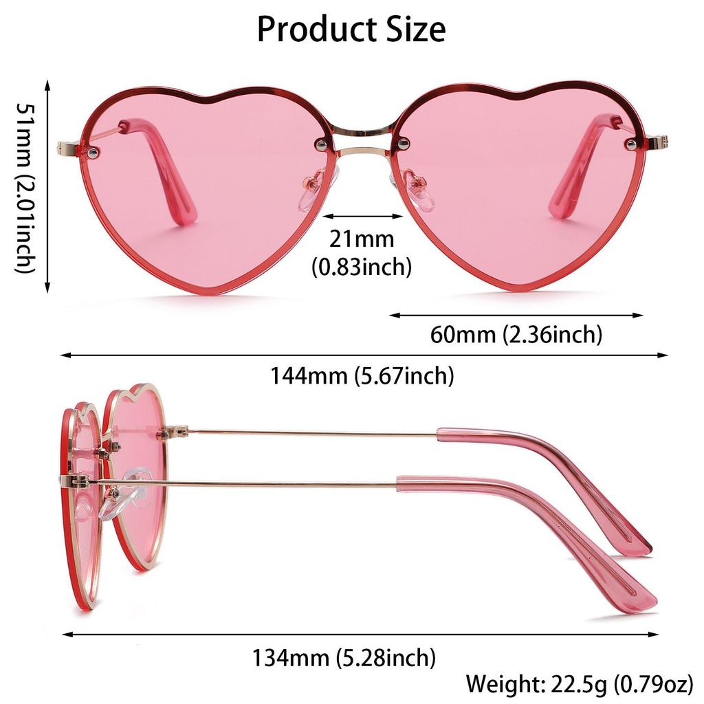 Солнцезащитные очки для выпускного вечера с защитой от ультрафиолета на Хэллоуин в форме сердца без оправы розовые солнцезащитные очки в стиле хиппи