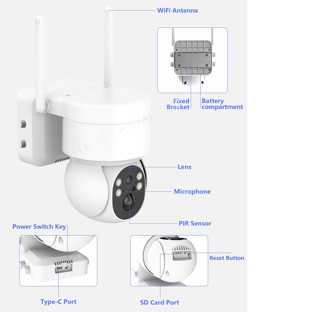 ICsee 4MP Солнечная IP-камера WiFi Наружная Беспроводная PTZ Защита Безопасности CCTV Видеонаблюдение Аккумулятор 7800 мАч Длительное время ожидания
