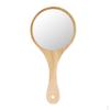 Portable Wooden Handheld Makeup Mirror Wood Round Cosmetic Hand