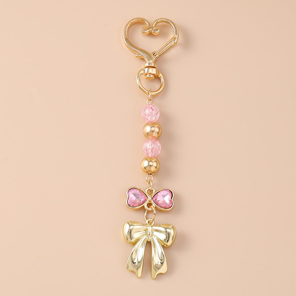 Мода Жемчужный Бант Брелок Женщины Девушки Любовь Сердце Кольцо для Ключей Подвески для Украшения Сумки DIY Ювелирные Изделия Ручной Работы Подарки