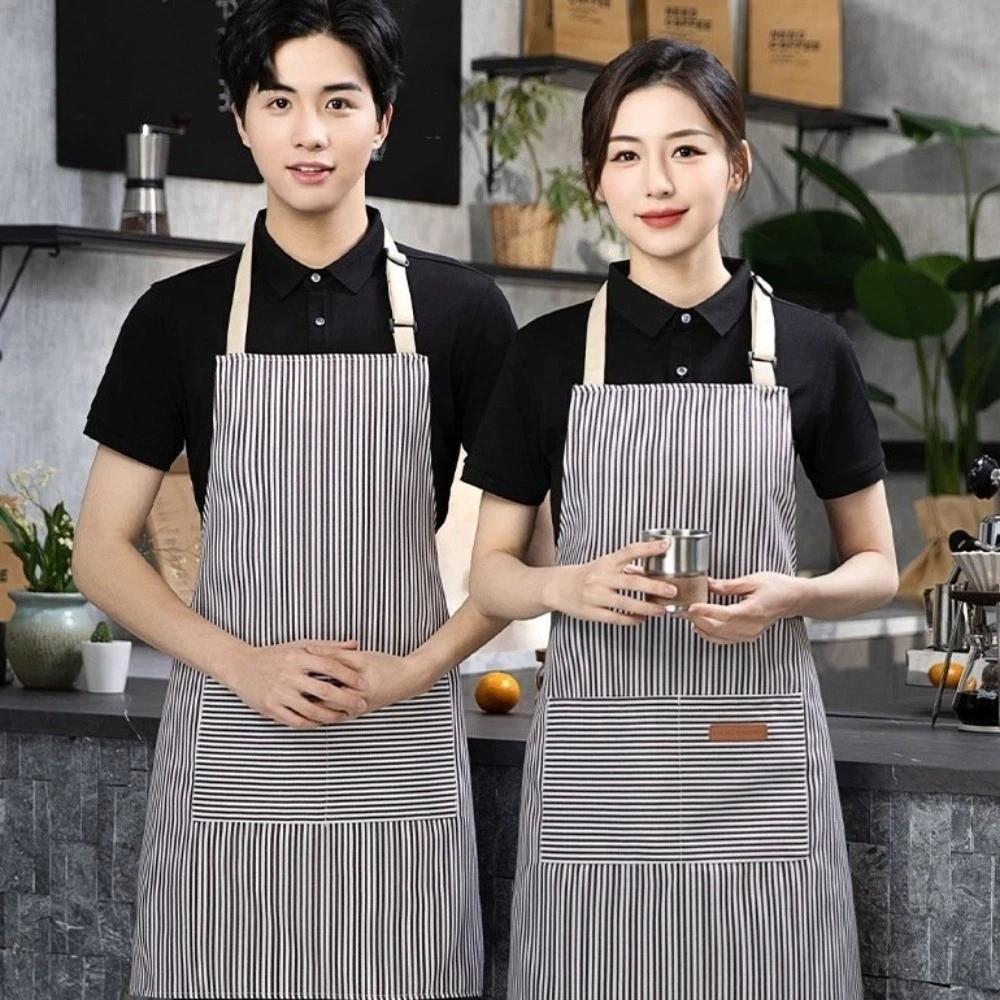 with 2 Pockets Striped Apron Adjustable Kitchen Apron Practical Cooking Apron  Food Preparation