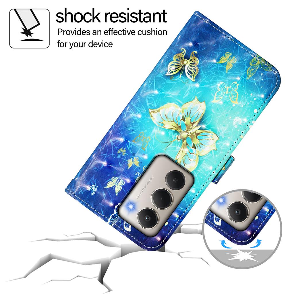 For Xiaomi Redmi 15 4G (EU) (171mm) Leather Case Pattern Printing Wallet Stand Mobile Cover with Strap