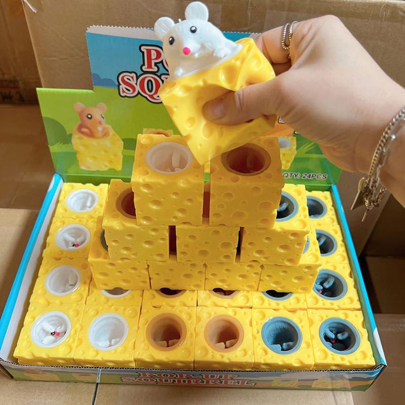 Сквиш-игрушка Мышь Сырный мячик-антистресс Сквиш Крыса Сжимаемый Сыр Фиджеты Сквиш-игрушка Мыши Стрессовая Новинка Игрушка для СДВГ СДВ ОКР