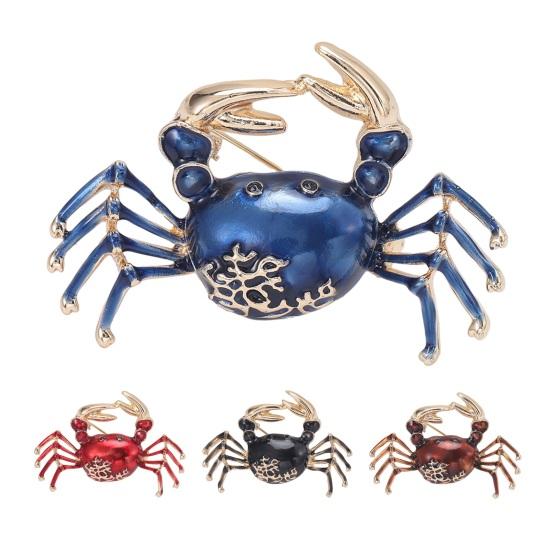 Ретро эмалированная брошь в форме краба, изысканная булавка из сплава, костюм с лацканами, женский значок, ювелирное изделие, подарок, аксессуары для пальто