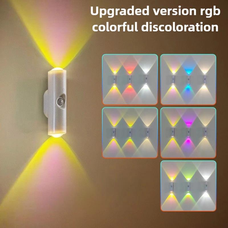 Умный RGB Градиентный Ночник Магнитный Датчик Движения Перезаряжаемый Настенный Светильник для Спальни Ванной Гардеробной Сада Домашний Декор