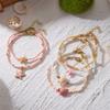 6 Pcs/Set Ceramic Sea Turtle Starfish Stacked Bracelets for Women Bohemian Pink Rice Beaded Multilayer Bracelets Party Jewelry