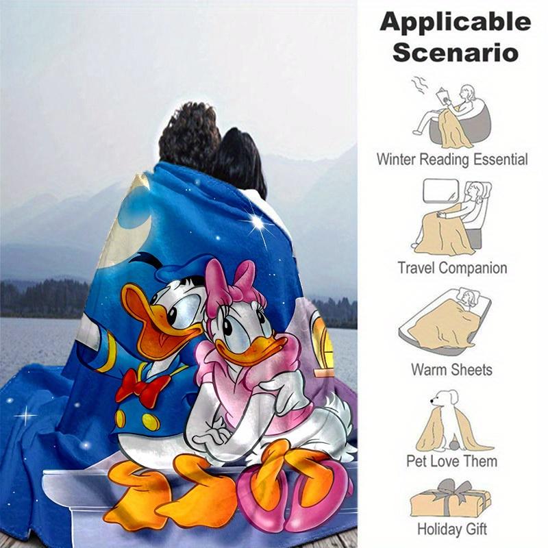 1pc Cartoon donald duck Couple Throw Blanket - Seasonal Universal, Home Decoration, Blanket, Soft Flannel Throw Blanket - Versatile & Cozy f