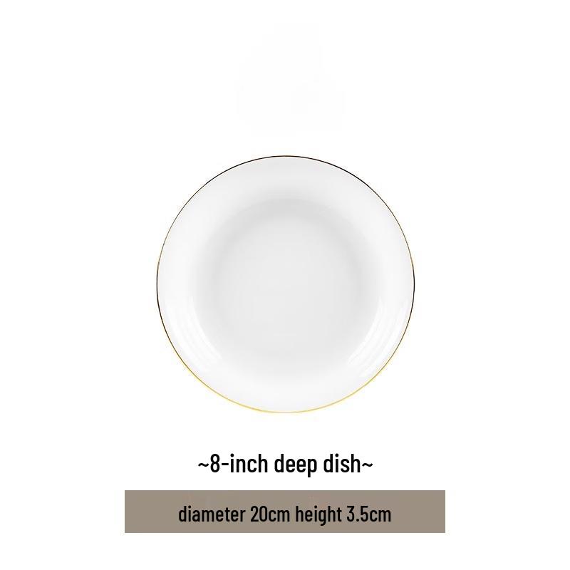Jingdezhen Hand-Painted Gold-Trimmed Ceramic Deep Plate