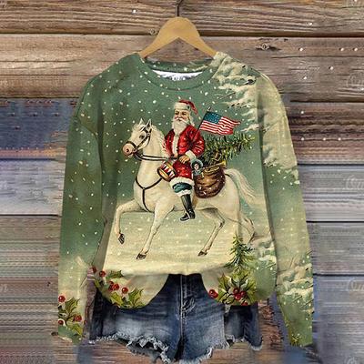 3D Санта-Клаус принт толстовки смешные рождественские женские пуловеры женские толстовки с длинным рукавом с круглым вырезом модная рождественская женская одежда