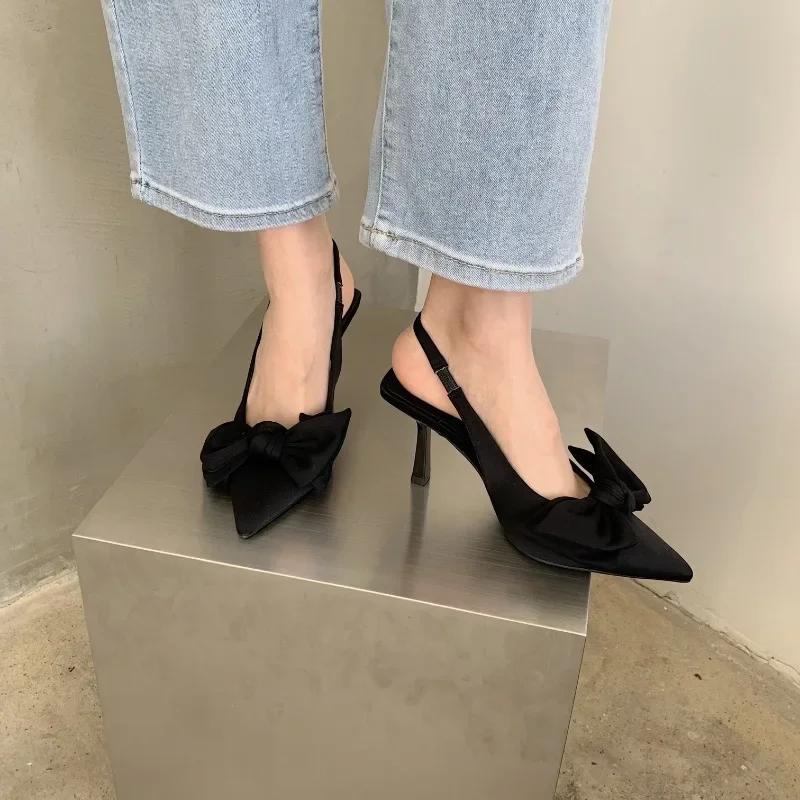 Женская обувь Акция Новая мода эластичный ремешок женские туфли на высоком каблуке летние остроносые платья туфли на шпильках туфли на шпильках