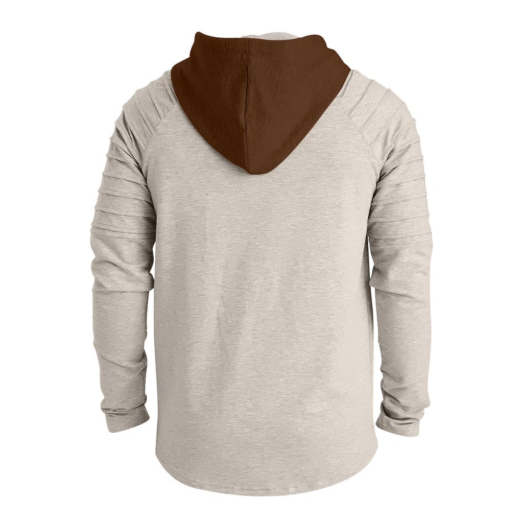 Мужская модная спортивная приталенная футболка с длинным рукавом и круглым вырезом