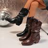 Ботинки, Женские Осенние и Зимние Маффины, Ботинки на платформе, Коричневые ремни, Рыцарские ботинки