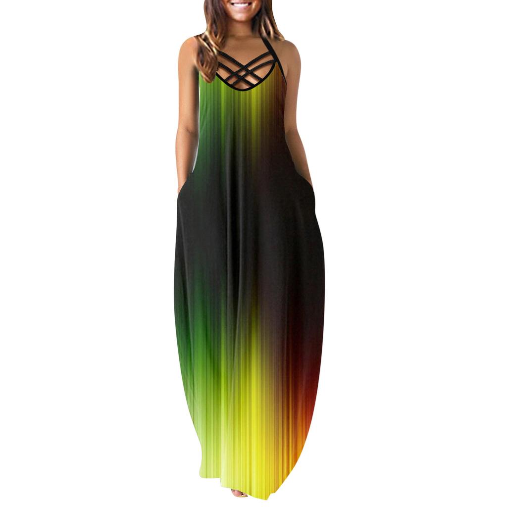 Plus Size Sexy Camisole Dress for Women Clothing Summer Beach Vacation Female Large Size Long Skirt Oversized Floral Dres