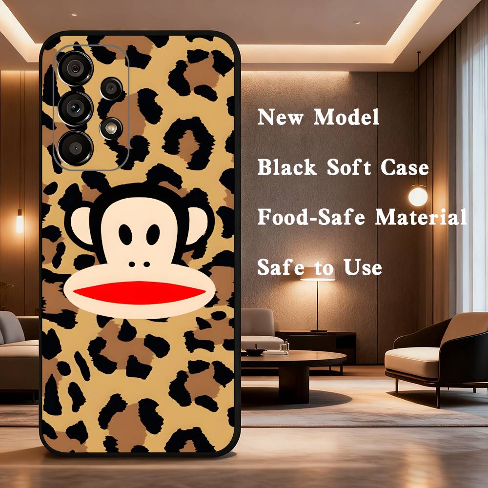 monkey Funny P-Paul F-Frank Case For Samsung Galaxy A73,72,41,J7,22,Note,31,8,9,52,71,53,32,Soft Black Silicone Cover