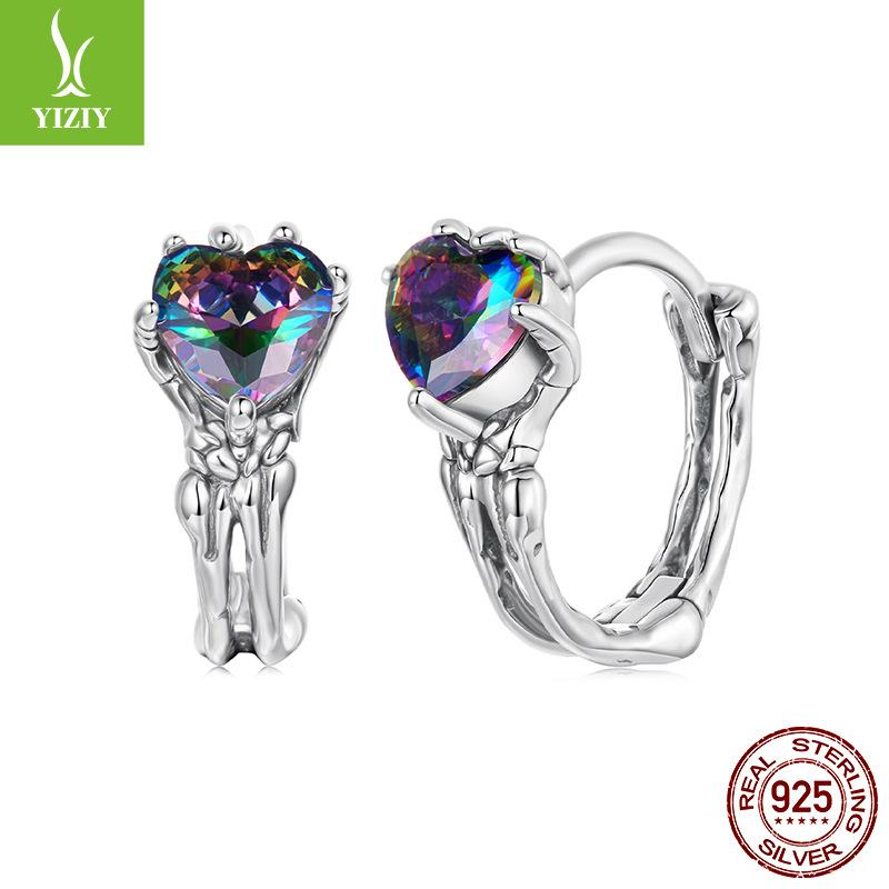 Хэллоуин Любовь Череп Рука Застежка для уха Личность Темный ветер Серьги из стерлингового серебра S925 Серьги