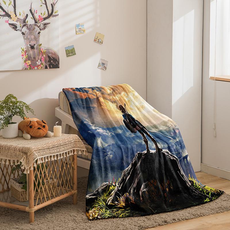 Двустороннее фланелевое одеяло с мультяшным рисунком, выполненное методом 3D-цифровой печати.